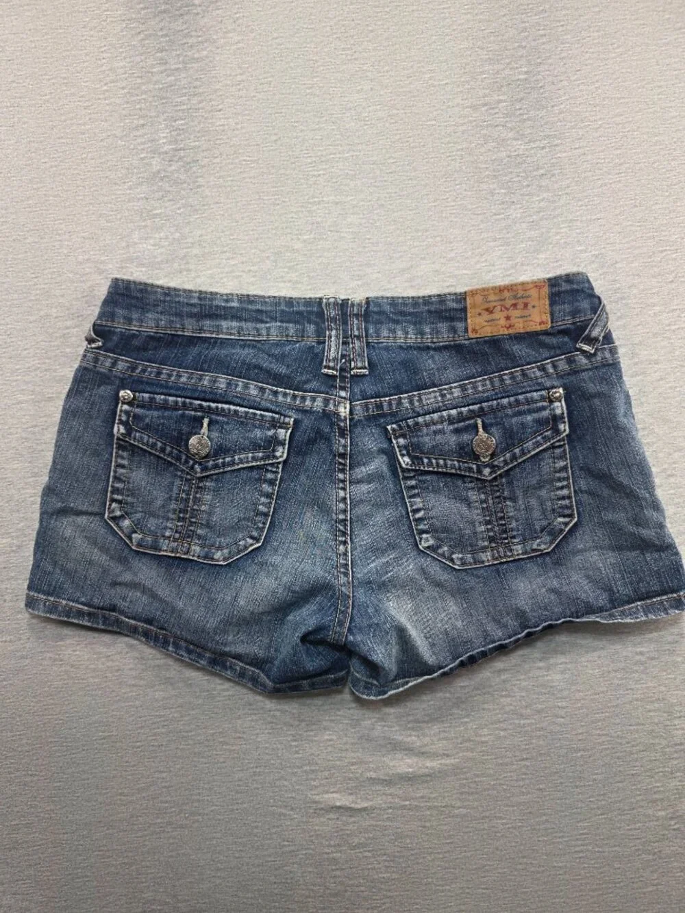 YMI Jeanswear Denim Cargo Shorts Dark Wash Flap Pockets Size 5